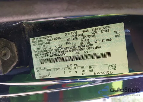 2007 Ford E-150 Chateau/Xl/Xlt from USA, damaged, VIN 1FMNE11W57DB28135